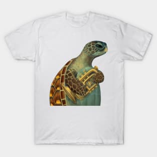 Sea Turtle Playing Trumpet Art T-Shirt